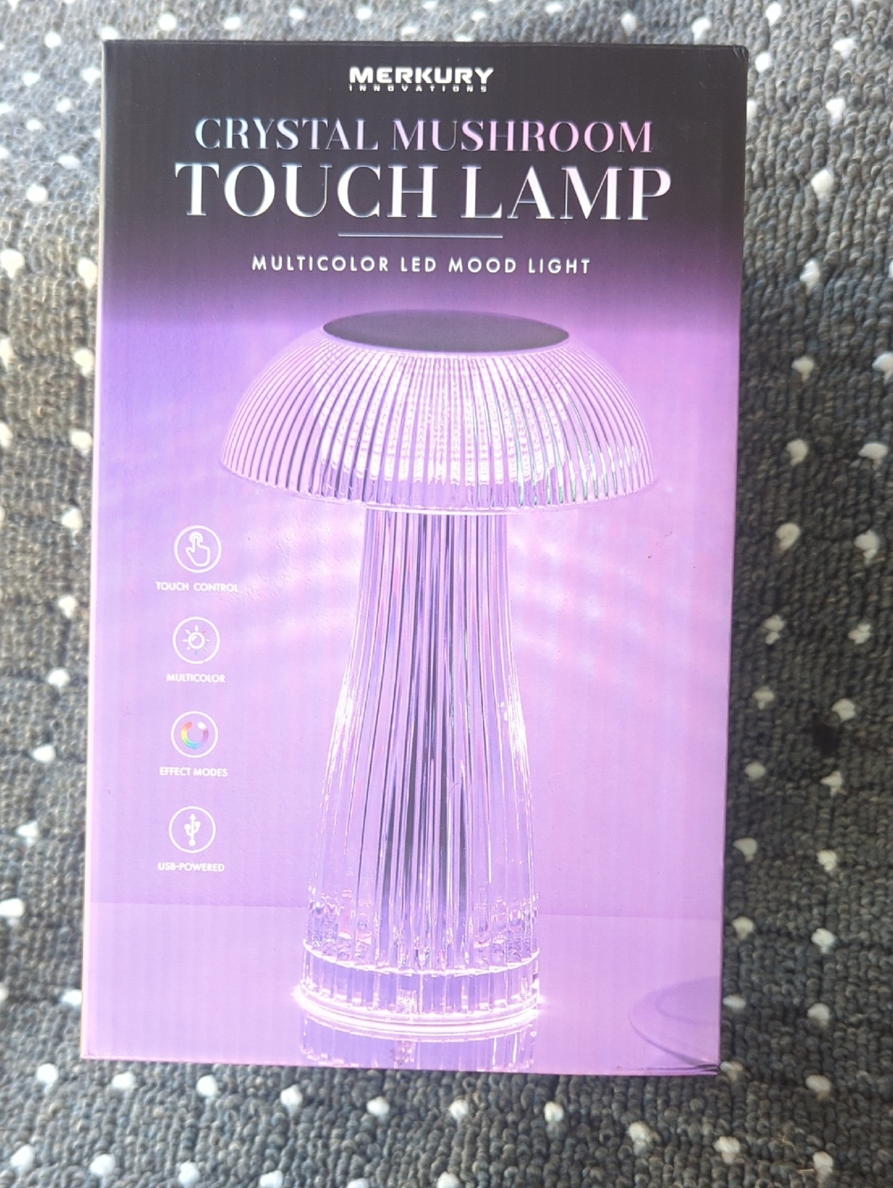 Merkury Crystal Mushroom Touch Lamp - Purple Multicolor LED